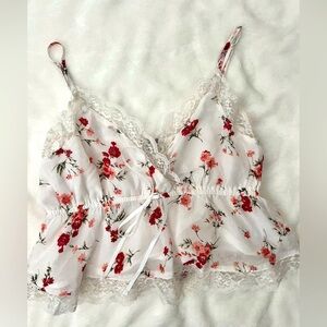 American Eagle White Floral Blouse size Small